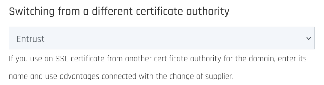 Switching from another certificate authority