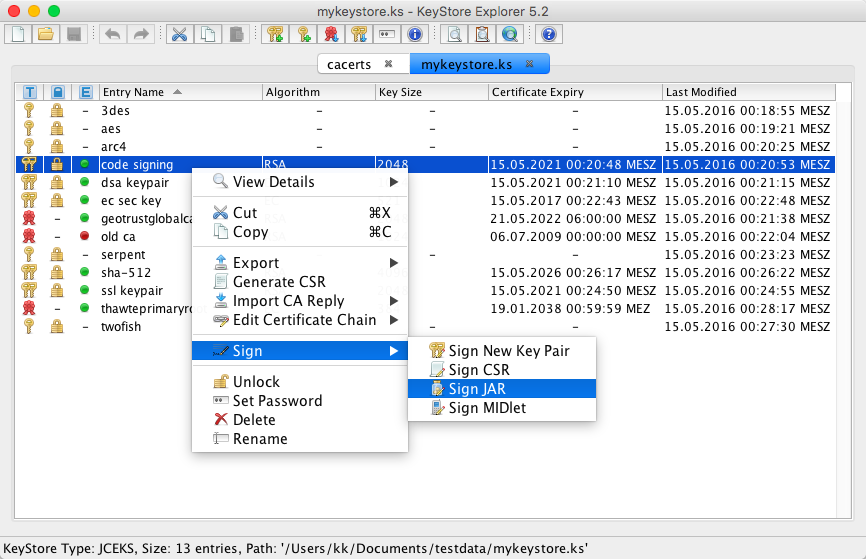 keystore explorer export private key